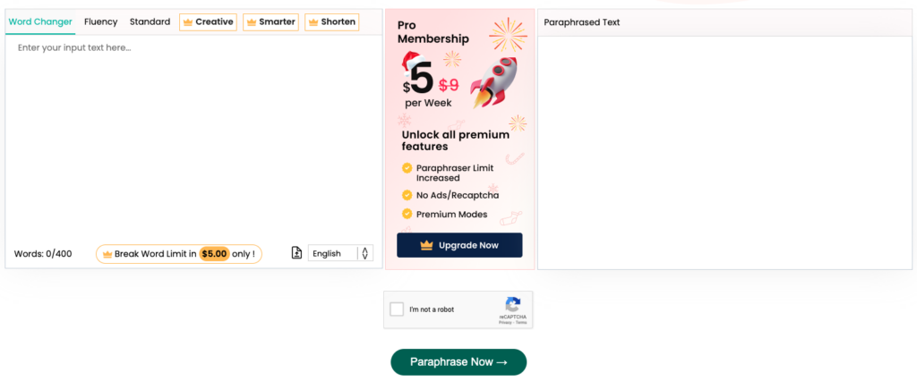 Paraphraser io AI writing tool