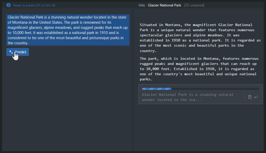 Speedwrite AI writing tool example