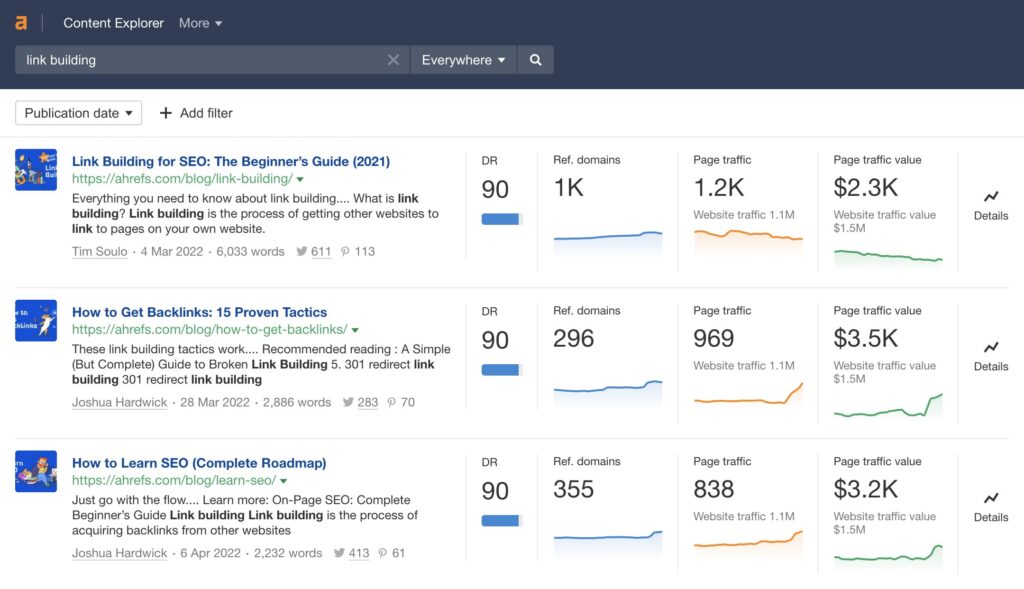 ahrefs content explorer