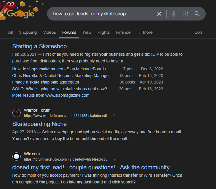 forums tab skateshop example search atlas