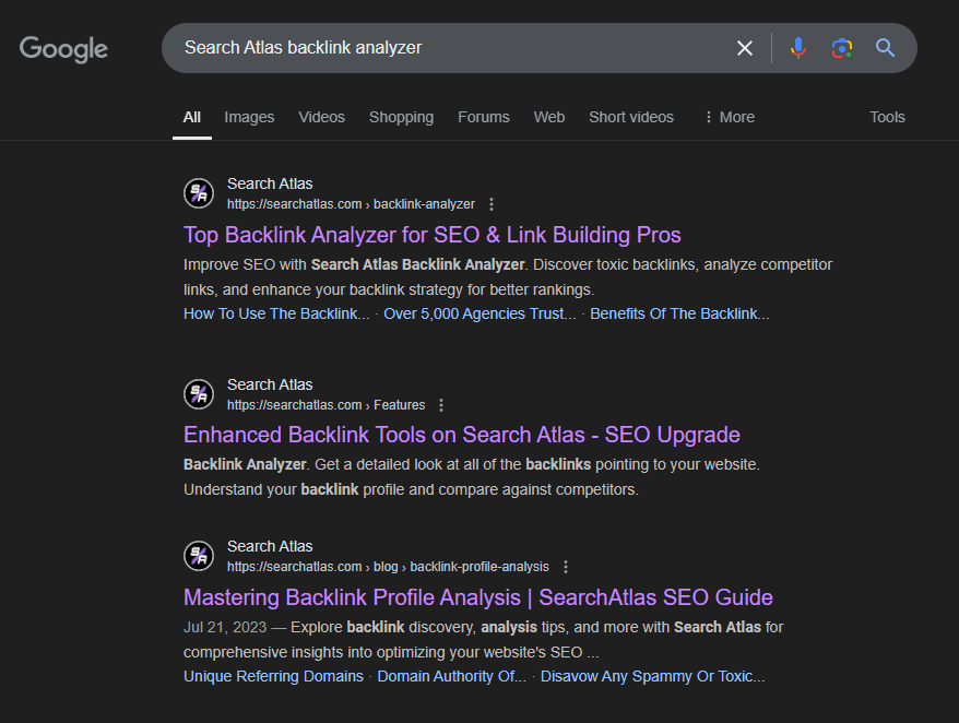 navigational keyword intent example search atlas backlink analyzer