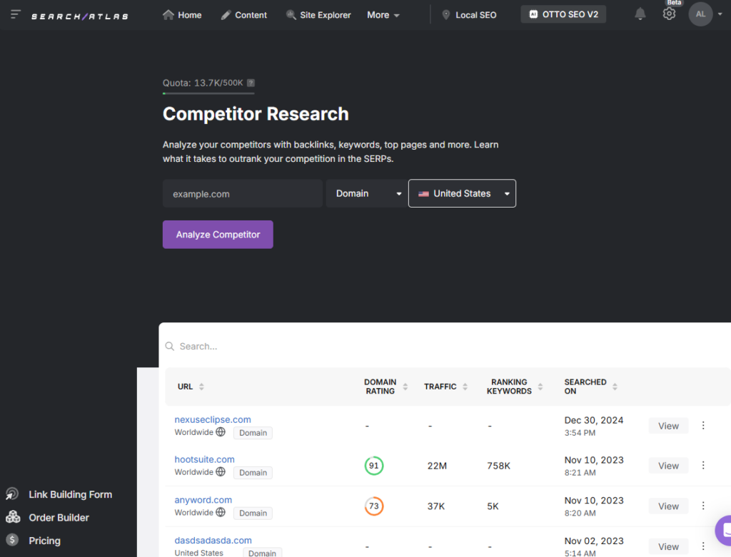 search atlas competitor research
