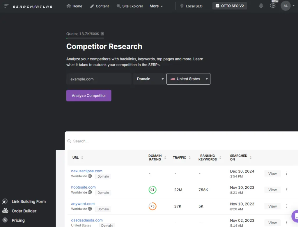 search atlas competitor research