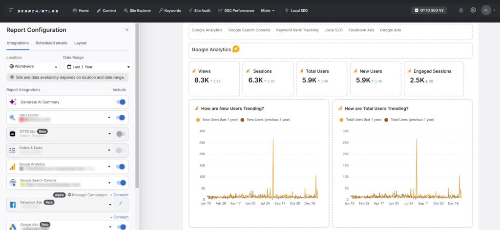 search atlas report builder with GA4