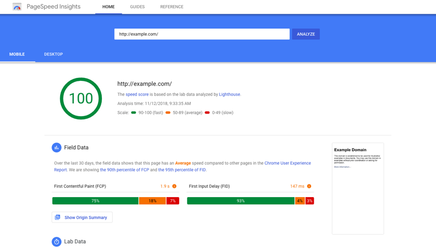 Google PageSpeed Insights PSI via google for developers