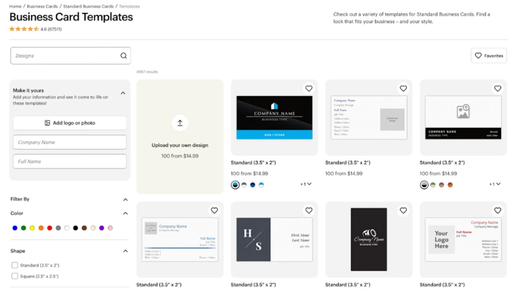 VistaPrint main dashboard