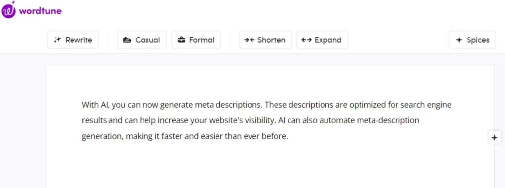 Wordtune Description Generator