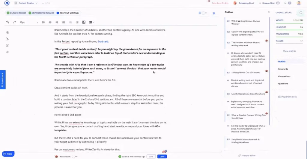 WriterZen content editor tool