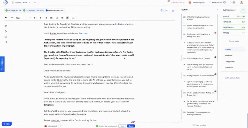 WriterZen content editor tool