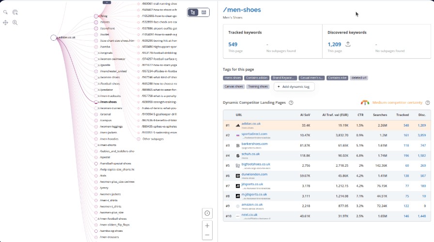 Accuranker Organic Site Explorer dashboard