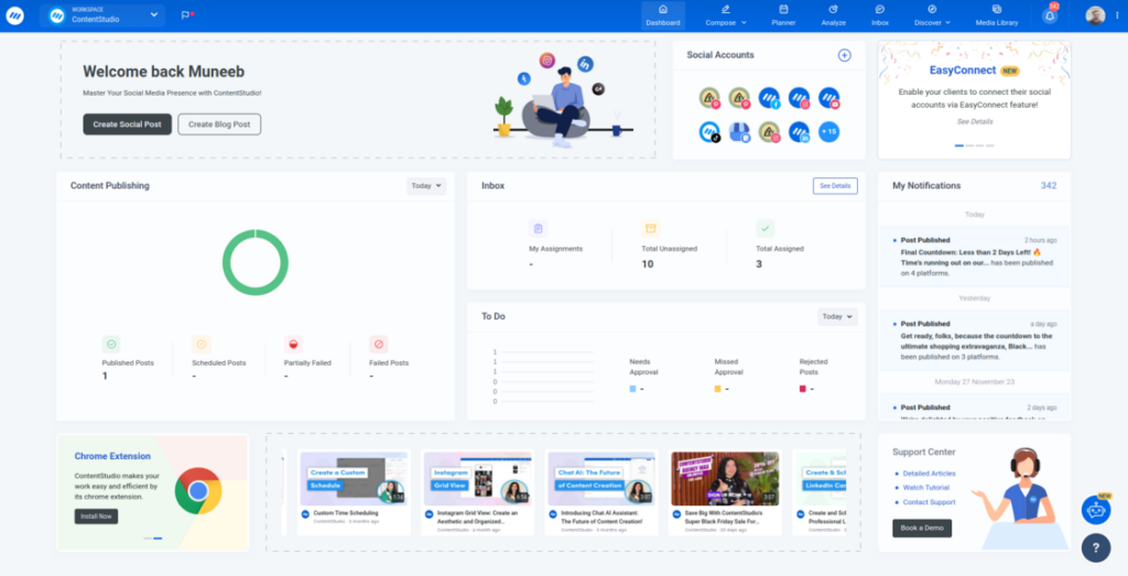contentstudio dashboard