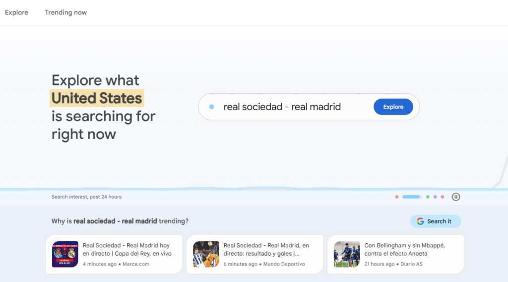 google trends main dashboard