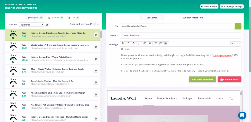 linkhunter sending message dashboard