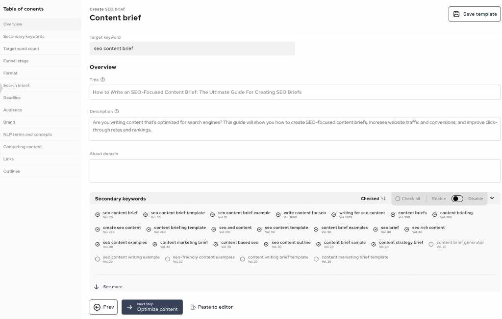 outranking content brief