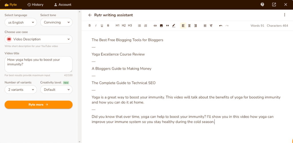 rytr blog outline generator