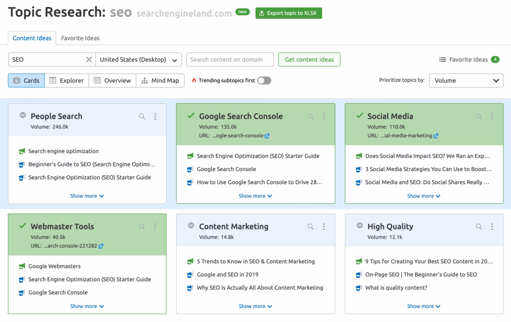 semrush topic research
