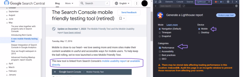mobile performance in google lighthouse