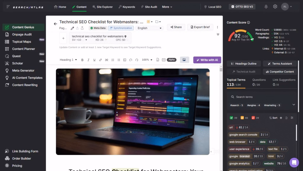 content generator interface