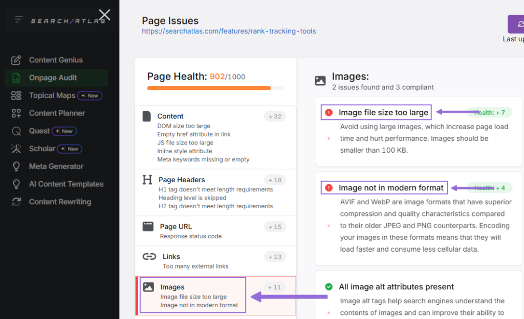 page issues image size