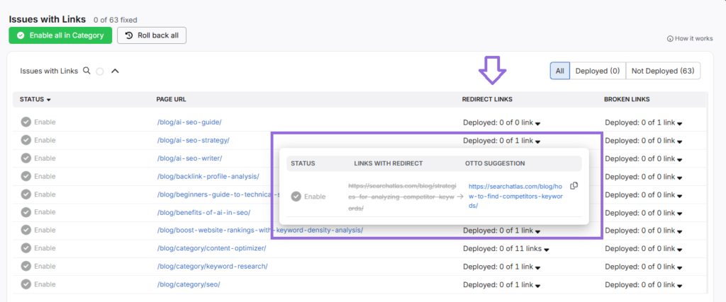 OTTO links with redirect