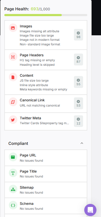 search atlas site audit tool page health