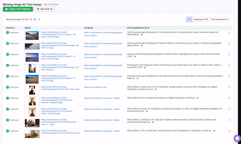 image alt text issues search atlas otto seo
