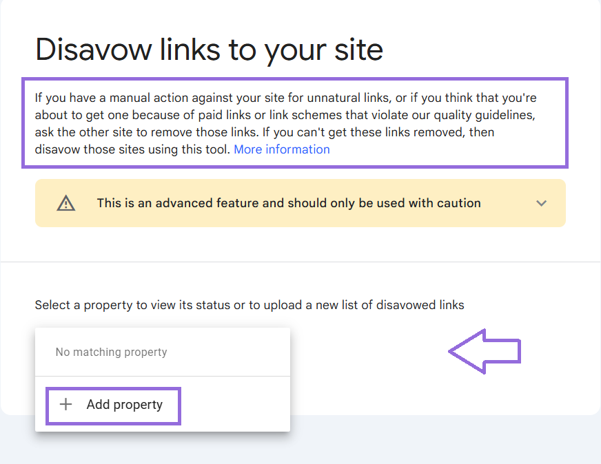disavow links in GSC
