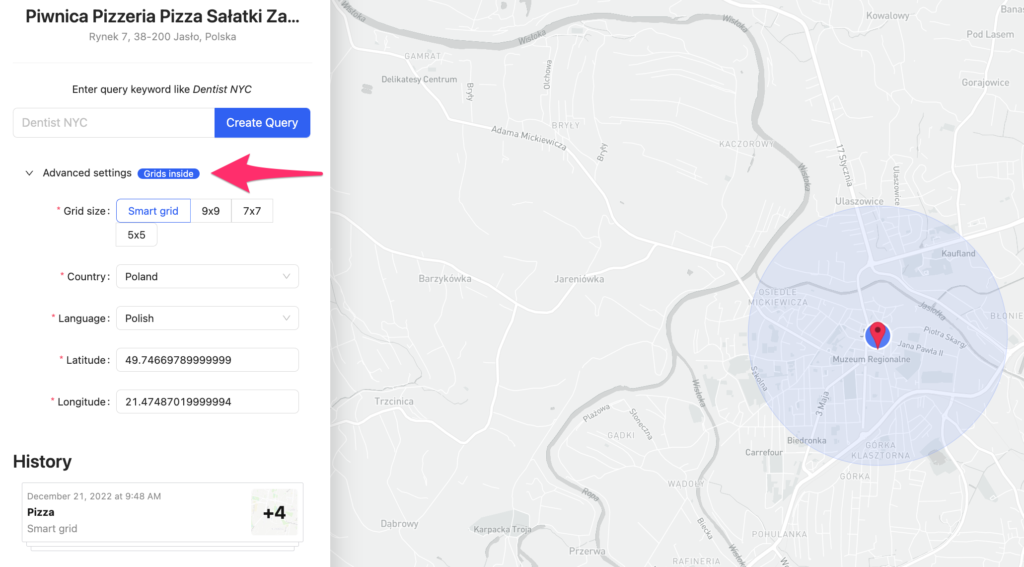 Advanced search grid