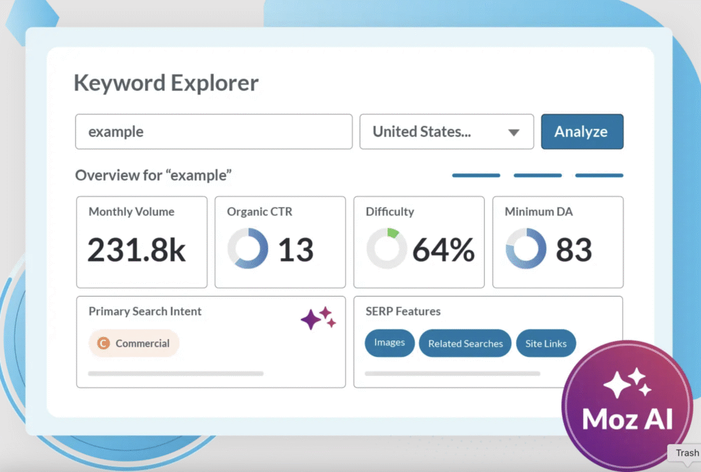 Moz keyword explorer