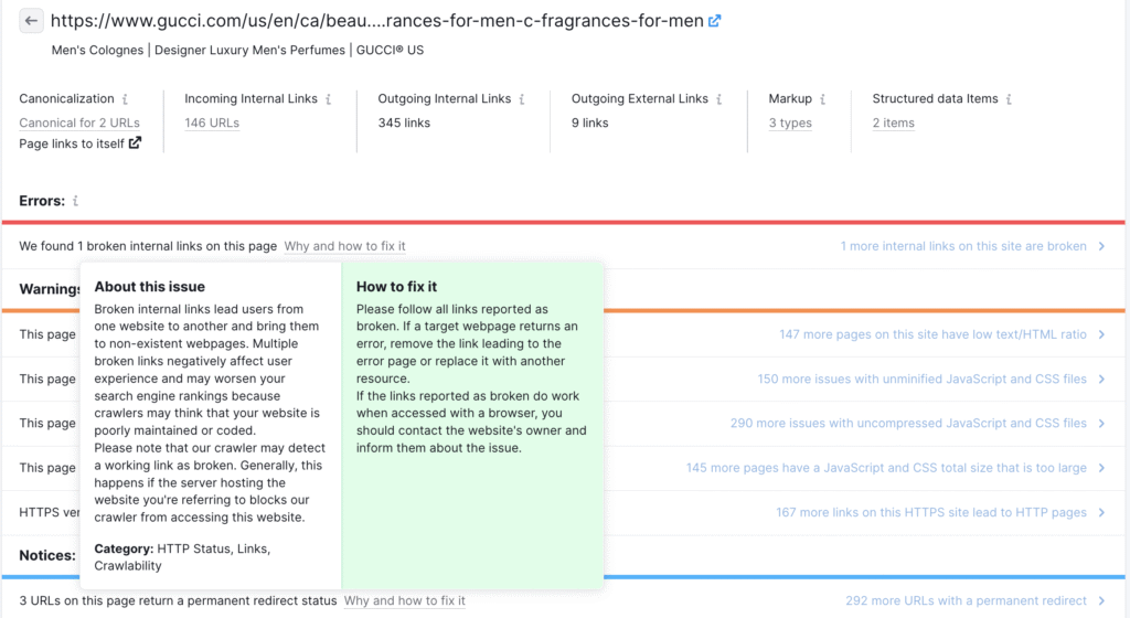 Semrush Broken Link
