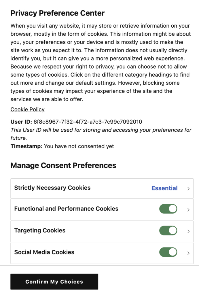 manage cookie consent preferences
