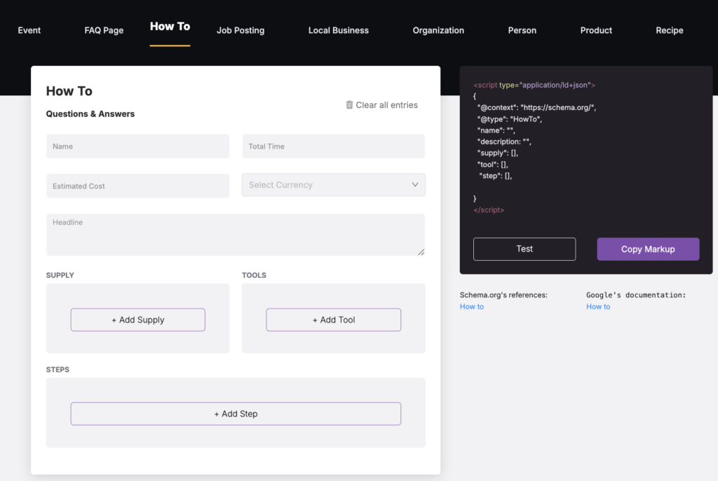 How To schema in search atlas schema markup generator tool