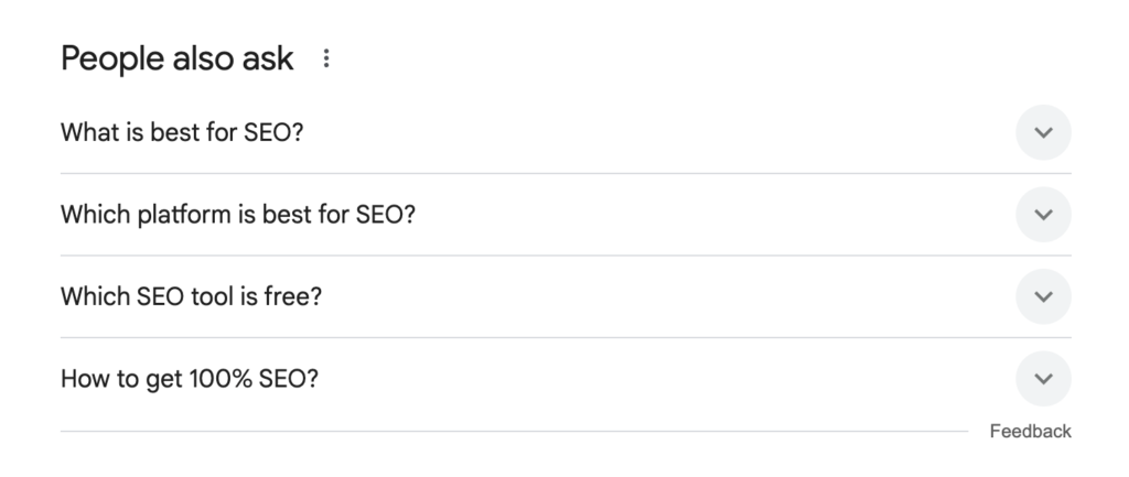 people also ask section on google