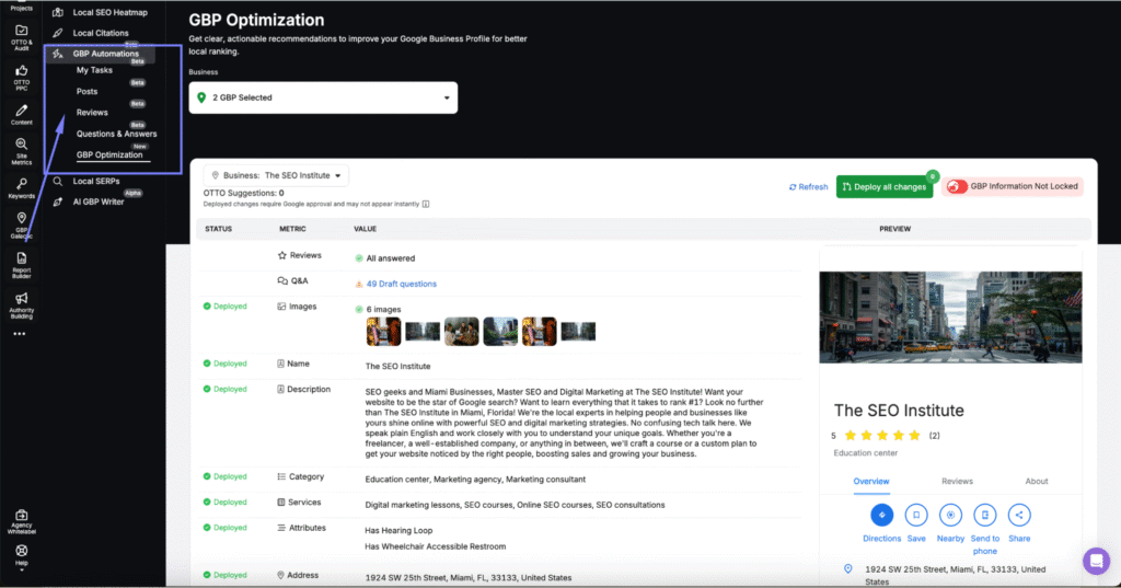 search atlas GBP automation dashboard