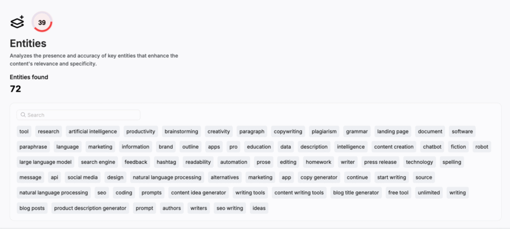 entities in search atlas scholar tool
