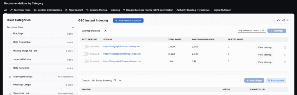 gsc instant indexing search atlas otto seo