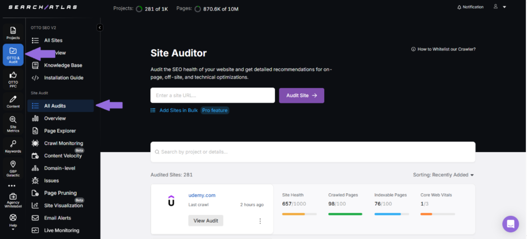 site audit tool for SEO analysis