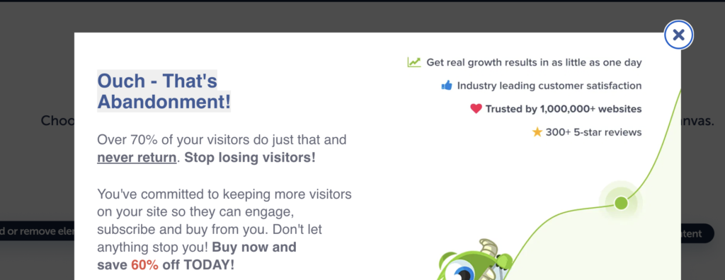 intrusive interstitials on a website