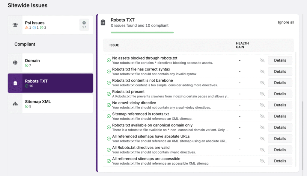 robots txt issues in search atlas site audit tool