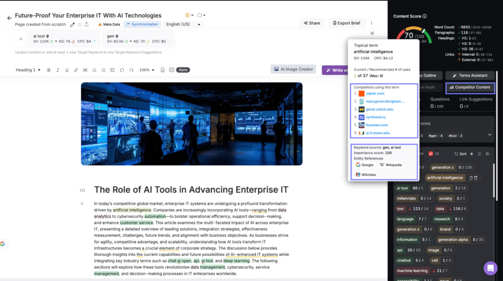 search atlas content genius tool competitor content analysis