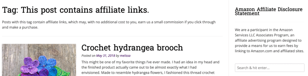 affiliate link disclosure
