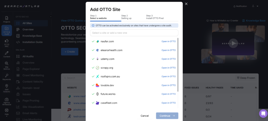 attaching the otto pixel to website