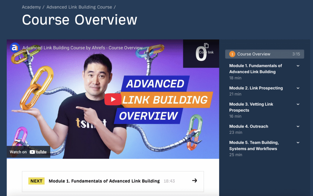 Advanced Link Building Course - Ahrefs