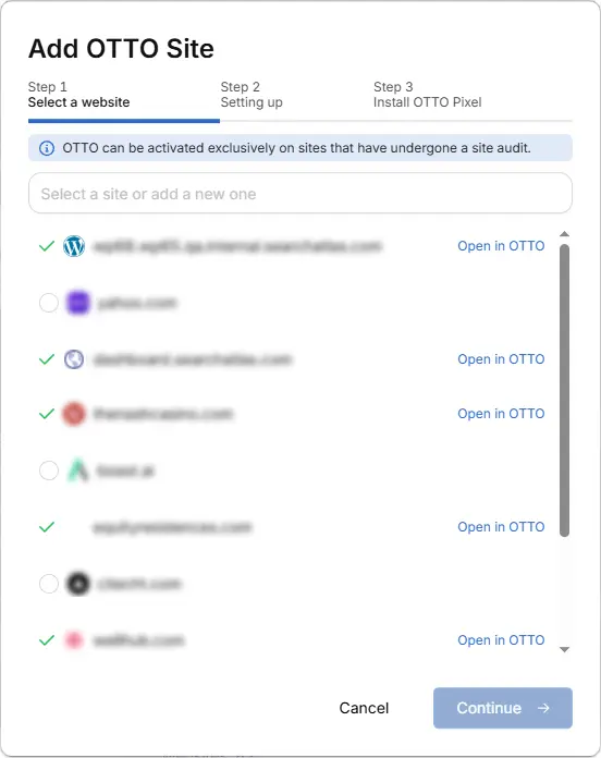 search atlas set up OTTO step 2