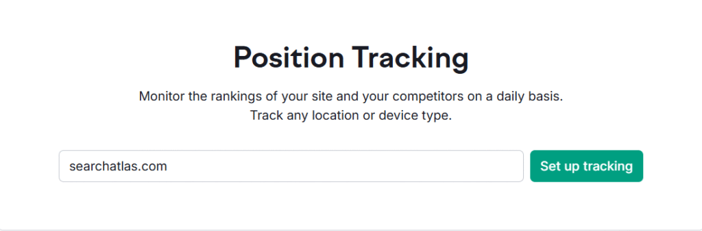 Navigating to Semrush position tracking tool