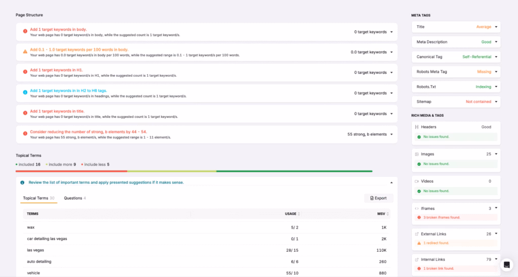 search atlas on page audit