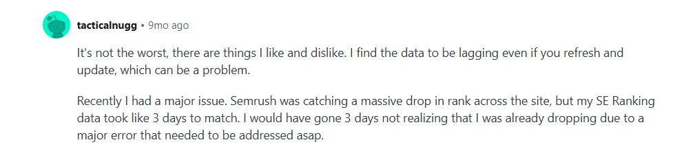 inaccuracies in SE Ranking keyword data