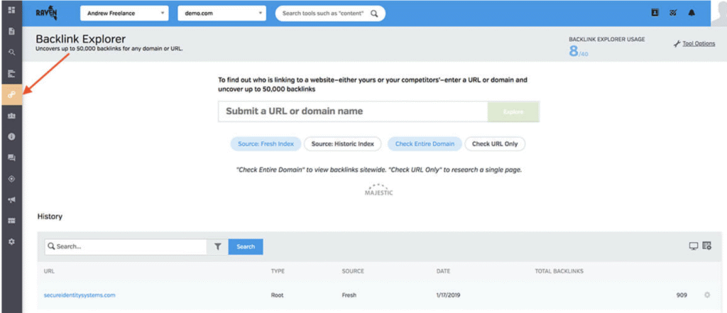 raven tools backlink checker tool