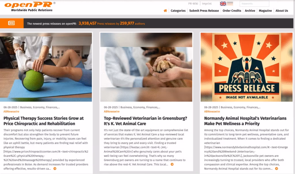 sers submit one press release every 30 days on the OpenPR free plan.