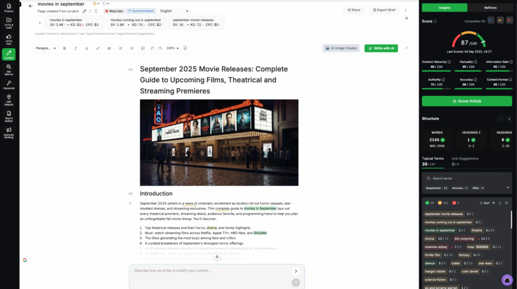 entertainment seo content]